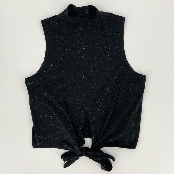 Lululemon Time To Restore Mock Neck Tank Top Women 2 Black White Wicking Yoga - Picture 1 of 5